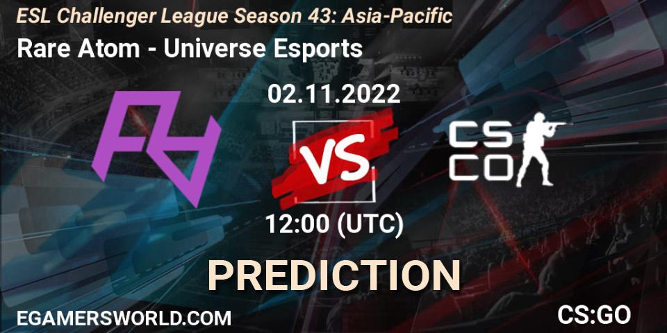 Rare Atom vs Universe Esports: Match Prediction. 02.11.2022 at 12:00, Counter-Strike (CS2), ESL Challenger League Season 43: Asia-Pacific