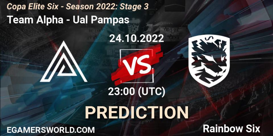 Team Alpha vs Ualá Pampas: Match Prediction. 24.10.2022 at 23:00, Rainbow Six, Copa Elite Six - Season 2022: Stage 3