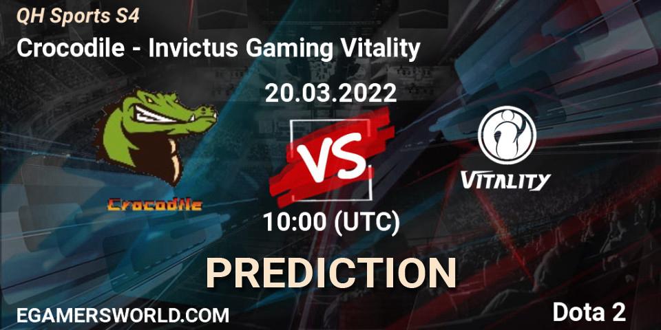 Crocodile vs Invictus Gaming Vitality: Match Prediction. 20.03.2022 at 08:28, Dota 2, QH Sports S4