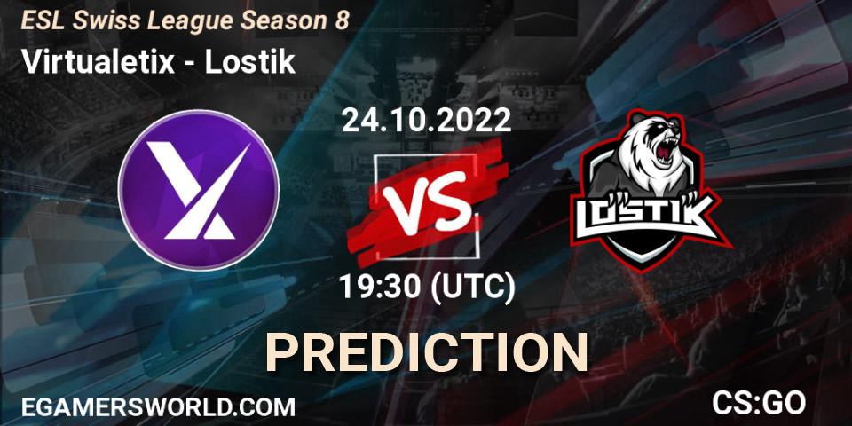 Virtualetix vs Lostik: Match Prediction. 24.10.2022 at 19:30, Counter-Strike (CS2), ESL Swiss League Season 8