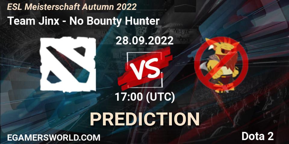 Team Jinx vs No Bounty Hunter: Match Prediction. 28.09.2022 at 17:20, Dota 2, ESL Meisterschaft Autumn 2022
