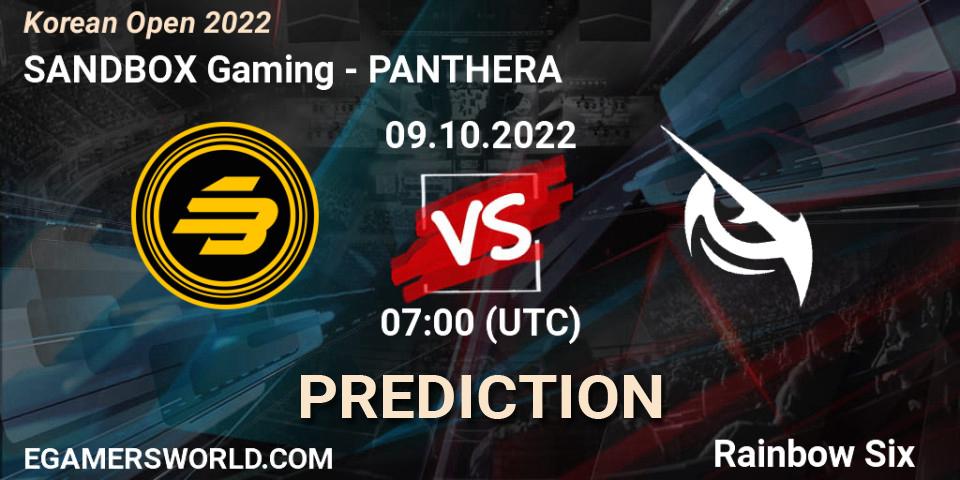 SANDBOX Gaming vs PANTHERA: Match Prediction. 09.10.2022 at 07:00, Rainbow Six, Korean Open 2022