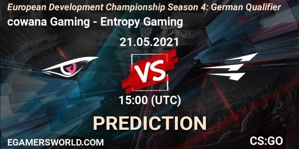 cowana Gaming vs Entropy Gaming: Match Prediction. 21.05.21, CS2 (CS:GO), European Development Championship Season 4: German Qualifier