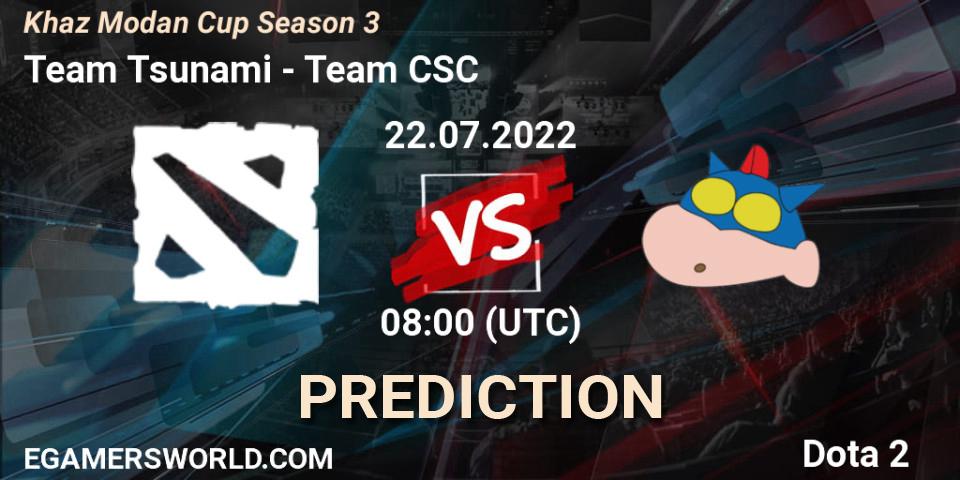 Team Tsunami vs Team CSC: Match Prediction. 22.07.2022 at 08:15, Dota 2, Khaz Modan Cup Season 3
