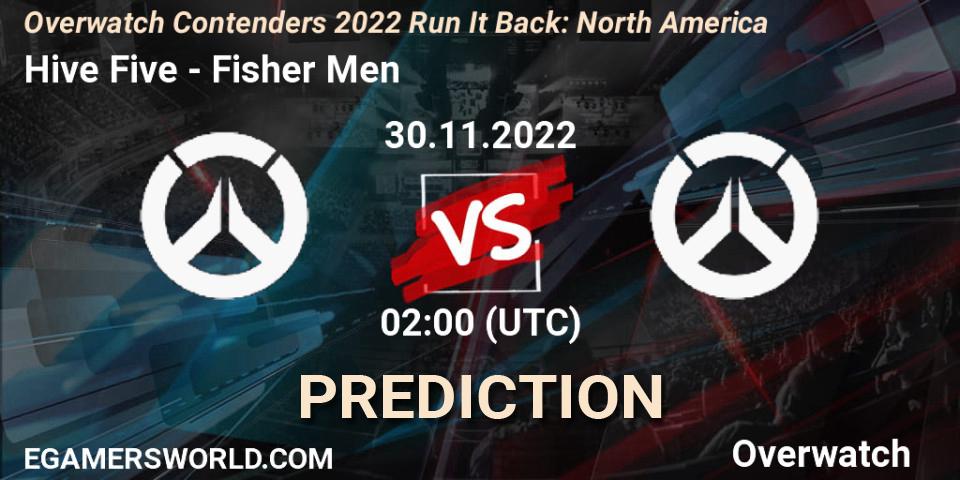 Hive Five vs Fisher Men: Match Prediction. 30.11.2022 at 02:00, Overwatch, Overwatch Contenders 2022 Run It Back: North America