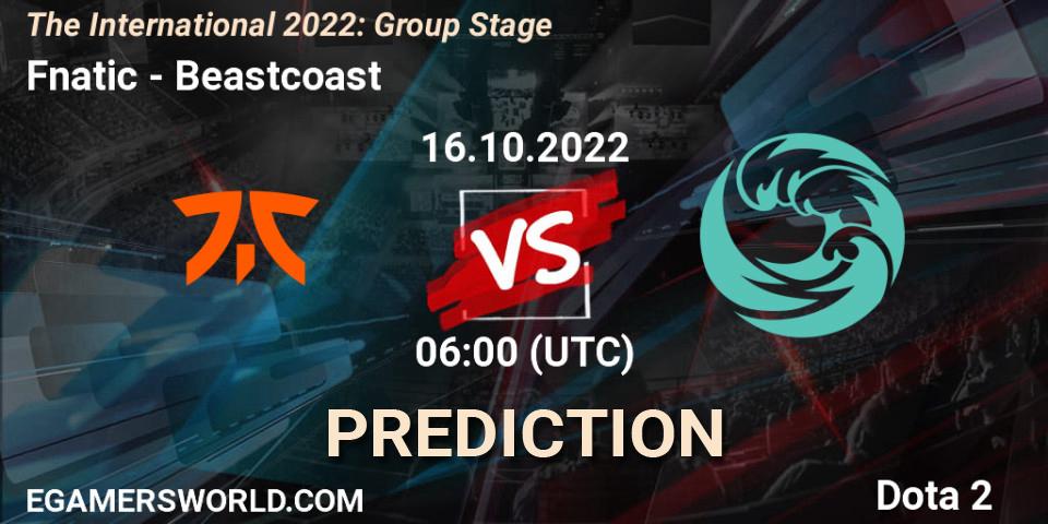 Fnatic vs Beastcoast: Match Prediction. 16.10.2022 at 06:39, Dota 2, The International 2022: Group Stage