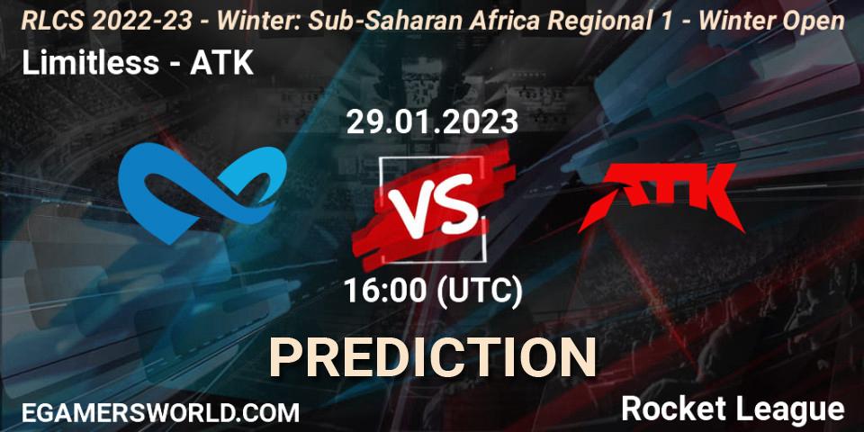 Limitless vs ATK: Match Prediction. 29.01.23, Rocket League, RLCS 2022-23 - Winter: Sub-Saharan Africa Regional 1 - Winter Open