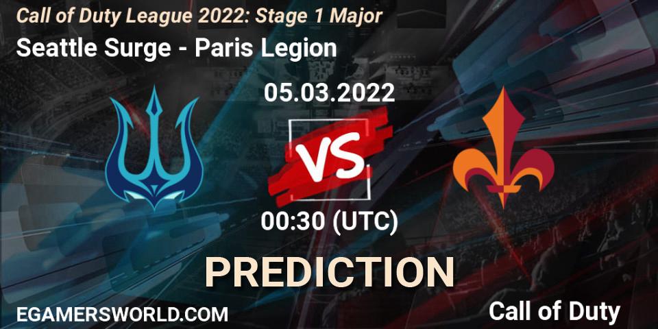Seattle Surge vs Paris Legion: Match Prediction. 05.03.2022 at 00:30, Call of Duty, Call of Duty League 2022: Stage 1 Major