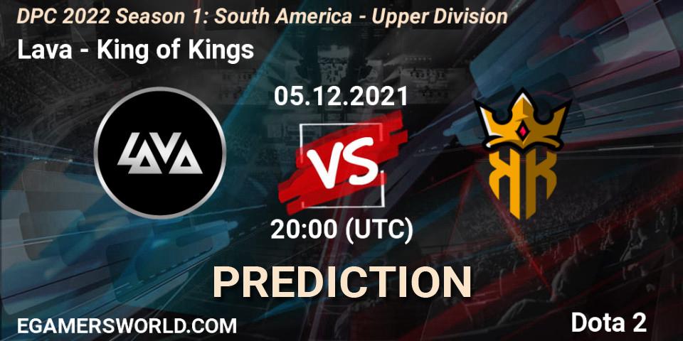 Lava vs King of Kings: Match Prediction. 05.12.2021 at 20:22, Dota 2, DPC 2022 Season 1: South America - Upper Division