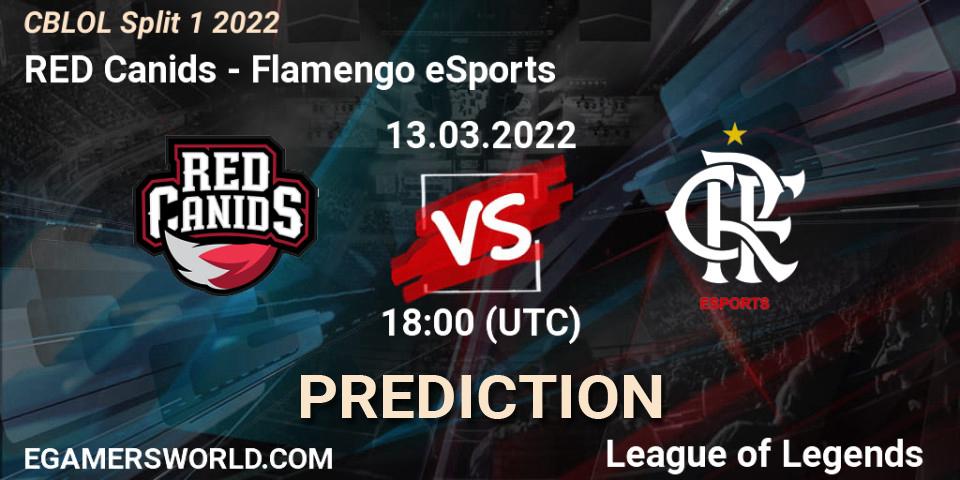 RED Canids vs Flamengo eSports: Match Prediction. 13.03.2022 at 18:05, LoL, CBLOL Split 1 2022