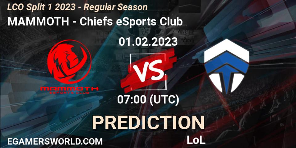 MAMMOTH vs Chiefs eSports Club: Match Prediction. 01.02.23, LoL, LCO Split 1 2023 - Regular Season