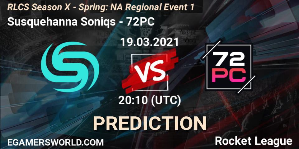 Susquehanna Soniqs vs 72PC: Match Prediction. 19.03.2021 at 19:35, Rocket League, RLCS Season X - Spring: NA Regional Event 1