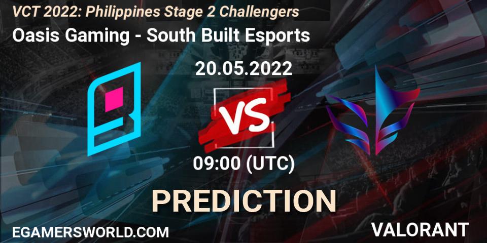 Oasis Gaming vs South Built Esports: Match Prediction. 20.05.2022 at 09:00, VALORANT, VCT 2022: Philippines Stage 2 Challengers