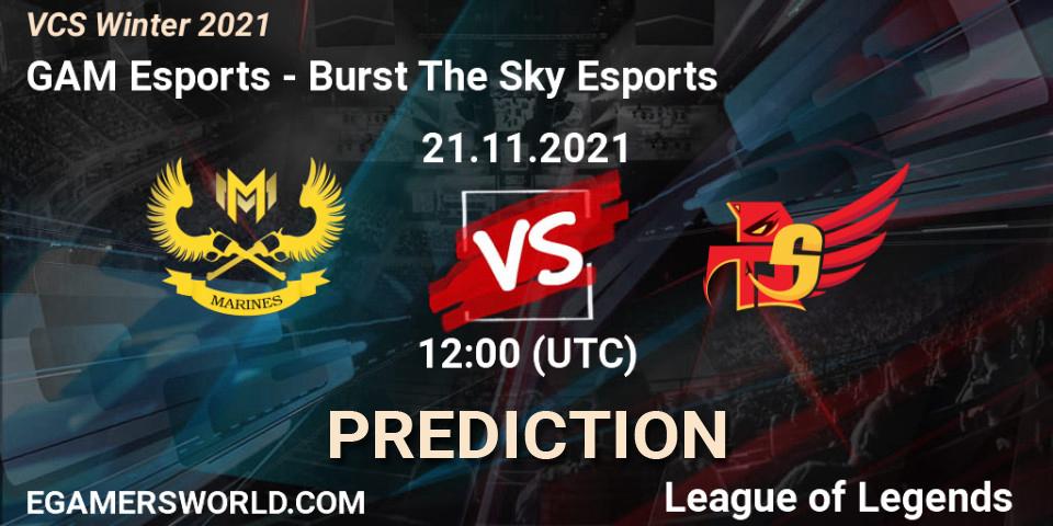 GAM Esports vs Burst The Sky Esports: Match Prediction. 21.11.2021 at 12:00, LoL, VCS Winter 2021