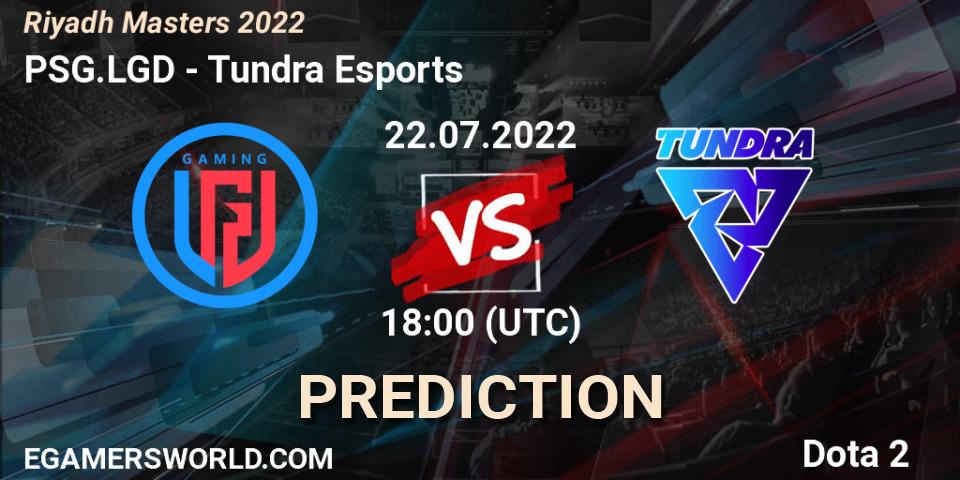 PSG.LGD vs Tundra Esports: Match Prediction. 22.07.2022 at 18:07, Dota 2, Riyadh Masters 2022