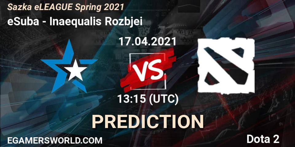 eSuba vs Inaequalis Rozbíječi: Match Prediction. 17.04.2021 at 14:14, Dota 2, Sazka eLEAGUE Spring 2021