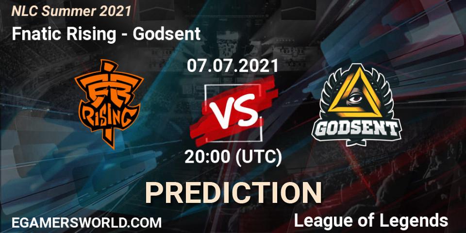 Fnatic Rising vs Godsent: Match Prediction. 07.07.2021 at 20:00, LoL, NLC Summer 2021