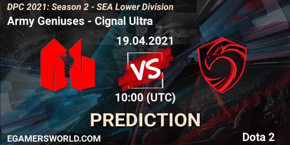Army Geniuses vs Cignal Ultra: Match Prediction. 19.04.2021 at 10:03, Dota 2, DPC 2021: Season 2 - SEA Lower Division