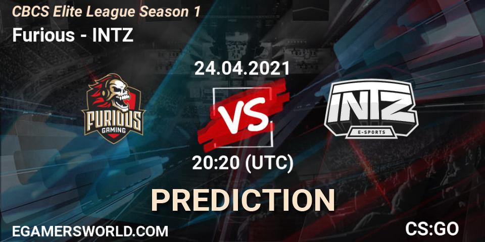 Furious vs INTZ: Match Prediction. 24.04.2021 at 20:20, Counter-Strike (CS2), CBCS Elite League Season 1