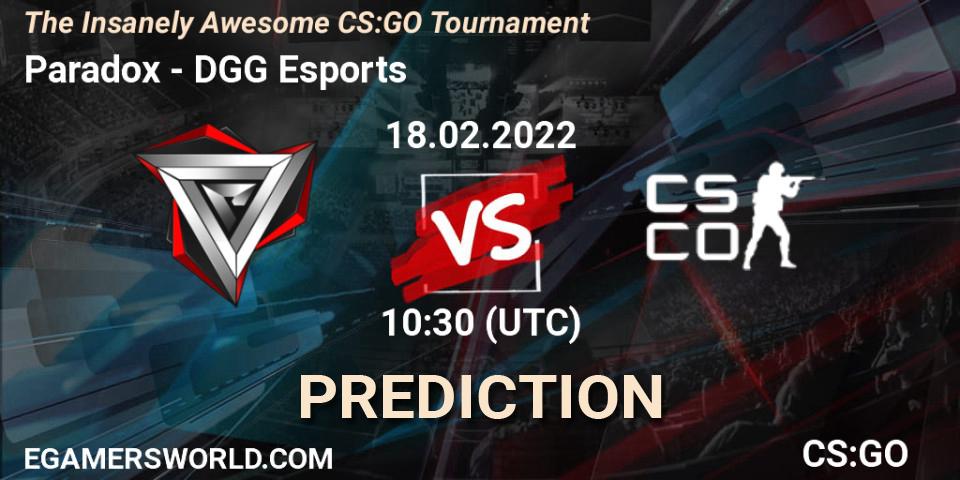 Paradox vs DGG Esports: Match Prediction. 18.02.2022 at 10:30, Counter-Strike (CS2), The Insanely Awesome CS:GO Tournament
