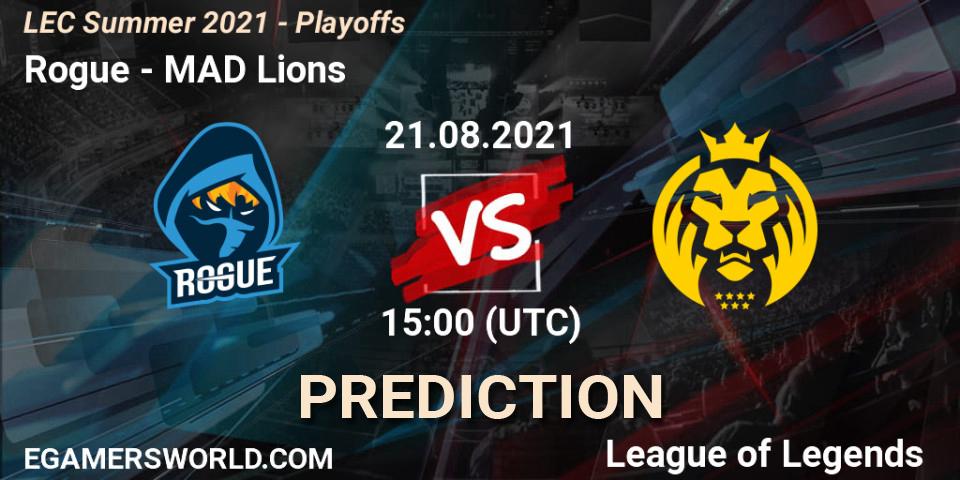 Rogue vs MAD Lions: Match Prediction. 21.08.2021 at 15:00, LoL, LEC Summer 2021 - Playoffs