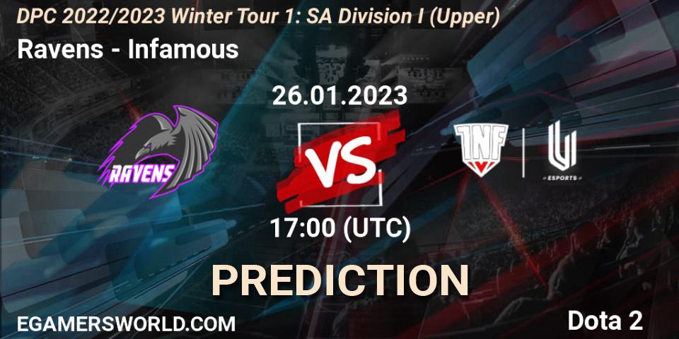 Ravens vs Infamous: Match Prediction. 26.01.23, Dota 2, DPC 2022/2023 Winter Tour 1: SA Division I (Upper) 