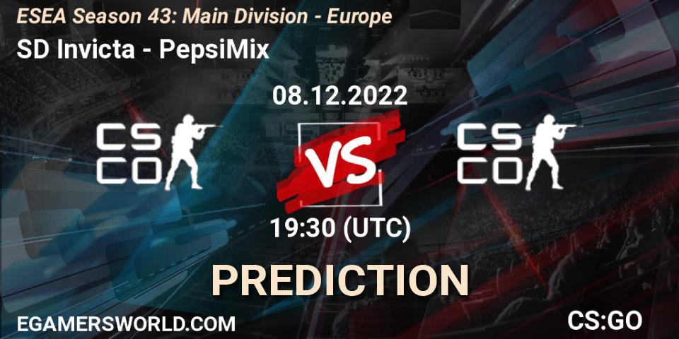 SD Invicta vs PepsiMix: Match Prediction. 08.12.22, CS2 (CS:GO), ESEA Season 43: Main Division - Europe