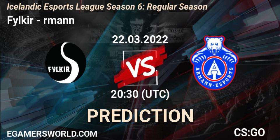 Fylkir vs Ármann: Match Prediction. 22.03.2022 at 20:30, Counter-Strike (CS2), Icelandic Esports League Season 6: Regular Season