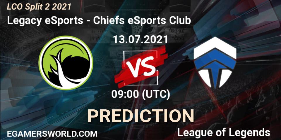 Legacy eSports vs Chiefs eSports Club: Match Prediction. 13.07.2021 at 09:00, LoL, LCO Split 2 2021