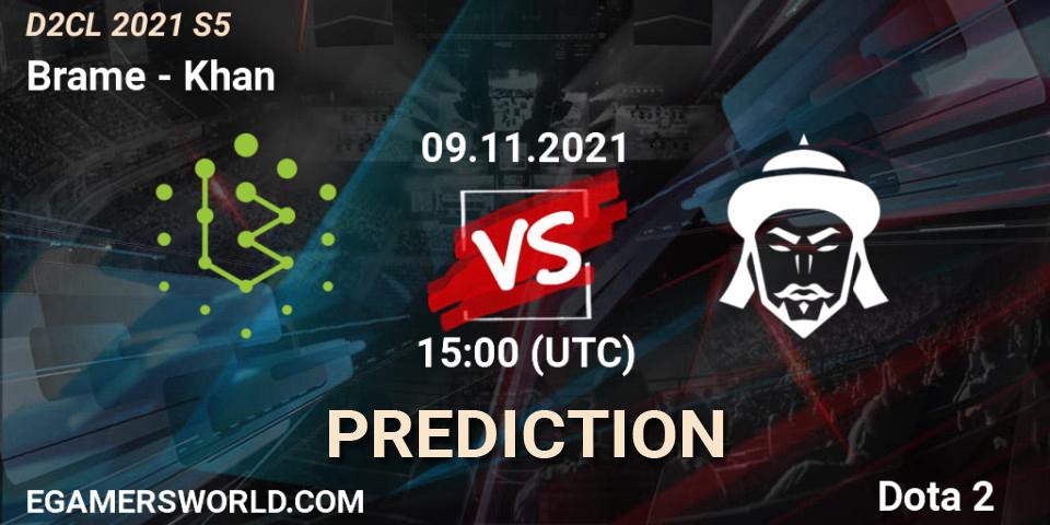 Brame vs Khan: Match Prediction. 09.11.2021 at 15:28, Dota 2, Dota 2 Champions League 2021 Season 5