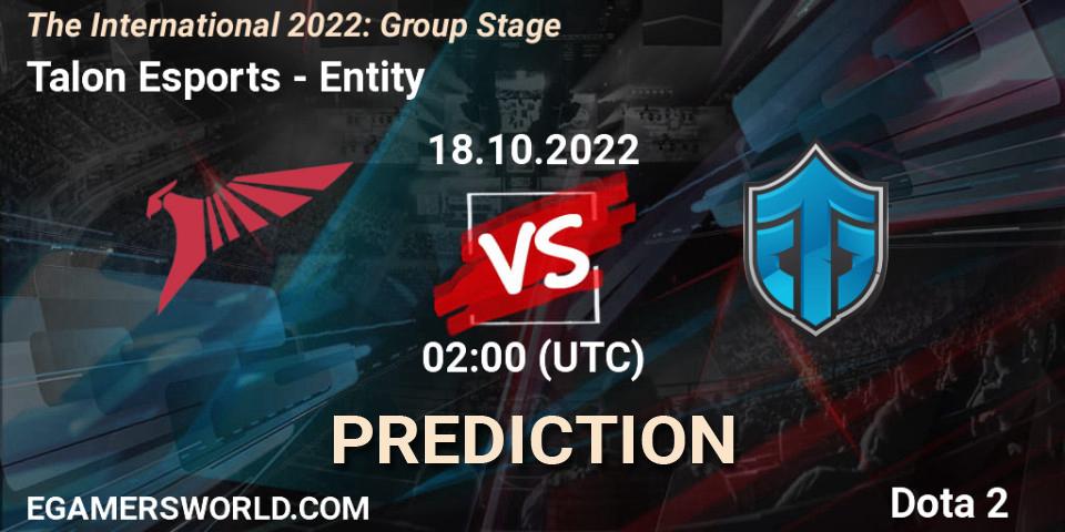 Talon Esports vs Entity: Match Prediction. 18.10.2022 at 02:01, Dota 2, The International 2022: Group Stage