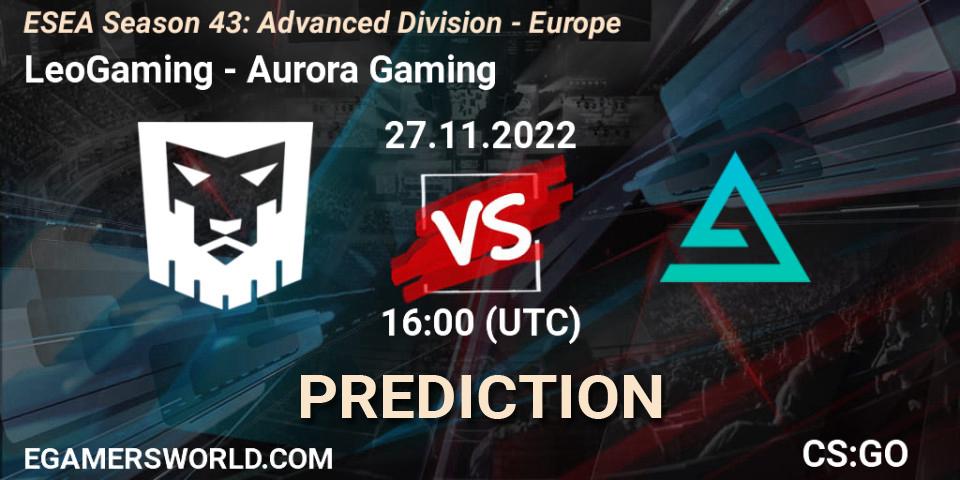 LeoGaming vs Aurora: Match Prediction. 27.11.2022 at 16:00, Counter-Strike (CS2), ESEA Season 43: Advanced Division - Europe