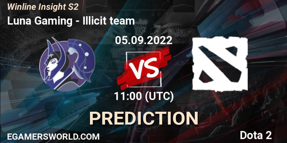 Luna Gaming vs Illicit team: Match Prediction. 05.09.2022 at 11:07, Dota 2, Winline Insight S2