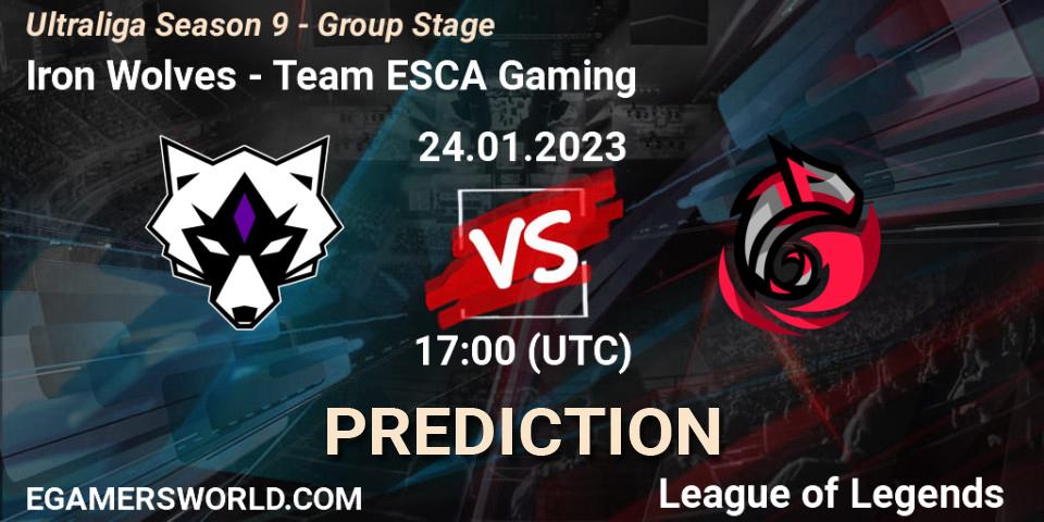 Iron Wolves vs Team ESCA Gaming: Match Prediction. 24.01.2023 at 17:00, LoL, Ultraliga Season 9 - Group Stage
