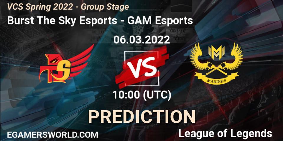 Burst The Sky Esports vs GAM Esports: Match Prediction. 06.03.2022 at 10:00, LoL, VCS Spring 2022 - Group Stage 