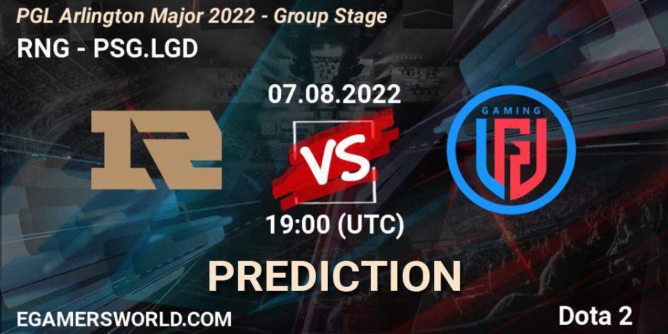 RNG vs PSG.LGD: Match Prediction. 07.08.22, Dota 2, PGL Arlington Major 2022 - Group Stage