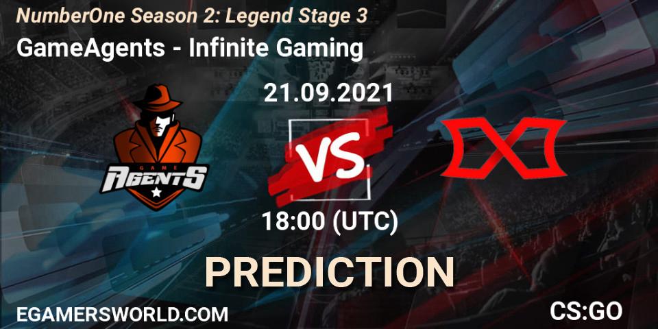 GameAgents vs Infinite Gaming: Match Prediction. 21.09.2021 at 18:00, Counter-Strike (CS2), NumberOne Season 2: Legend Stage 3
