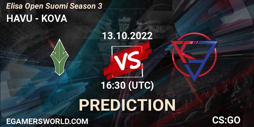HAVU vs KOVA: Match Prediction. 13.10.22, CS2 (CS:GO), Elisa Open Suomi Season 3