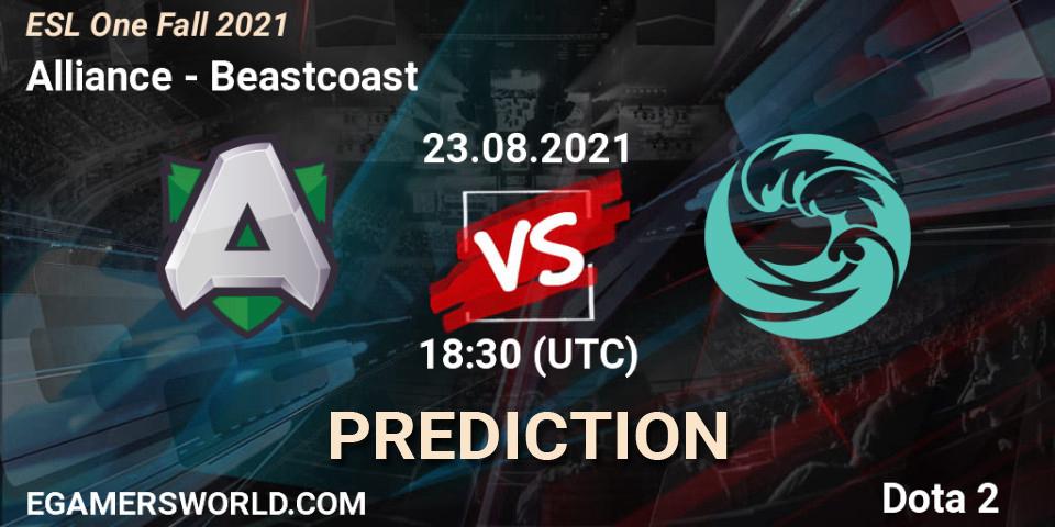 Alliance vs Beastcoast: Match Prediction. 23.08.2021 at 18:30, Dota 2, ESL One Fall 2021