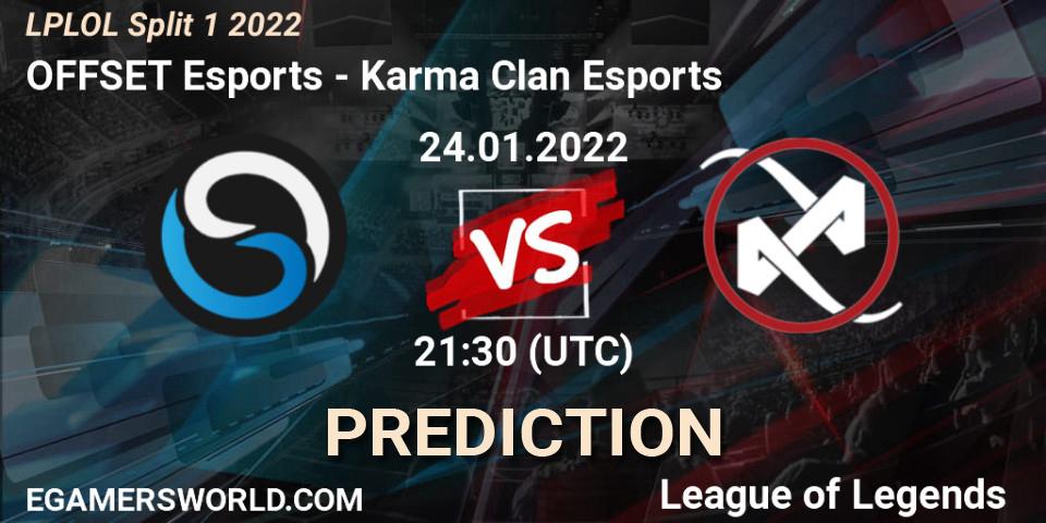 OFFSET Esports vs Karma Clan Esports: Match Prediction. 24.01.2022 at 21:10, LoL, LPLOL Split 1 2022