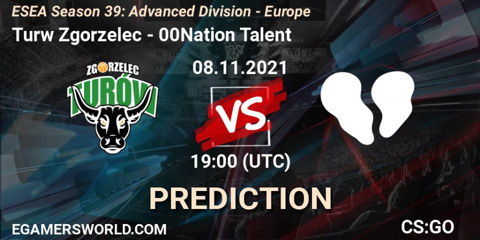 Turów Zgorzelec vs 00Nation Talent: Match Prediction. 08.11.2021 at 18:00, Counter-Strike (CS2), ESEA Season 39: Advanced Division - Europe