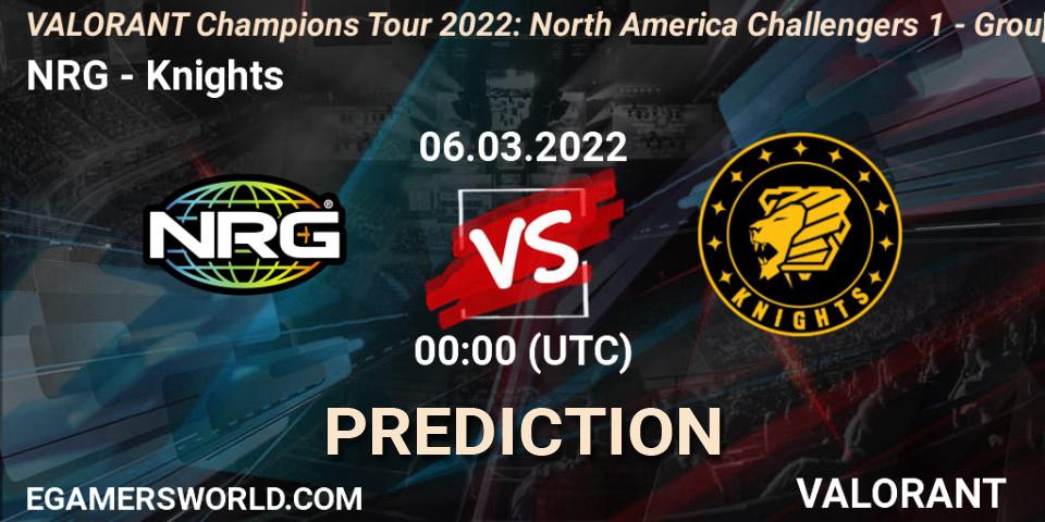 NRG vs Knights: Match Prediction. 06.03.2022 at 00:00, VALORANT, VCT 2022: North America Challengers 1 - Group Stage