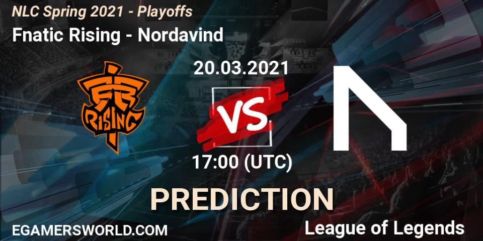 Fnatic Rising vs Nordavind: Match Prediction. 20.03.2021 at 17:00, LoL, NLC Spring 2021 - Playoffs
