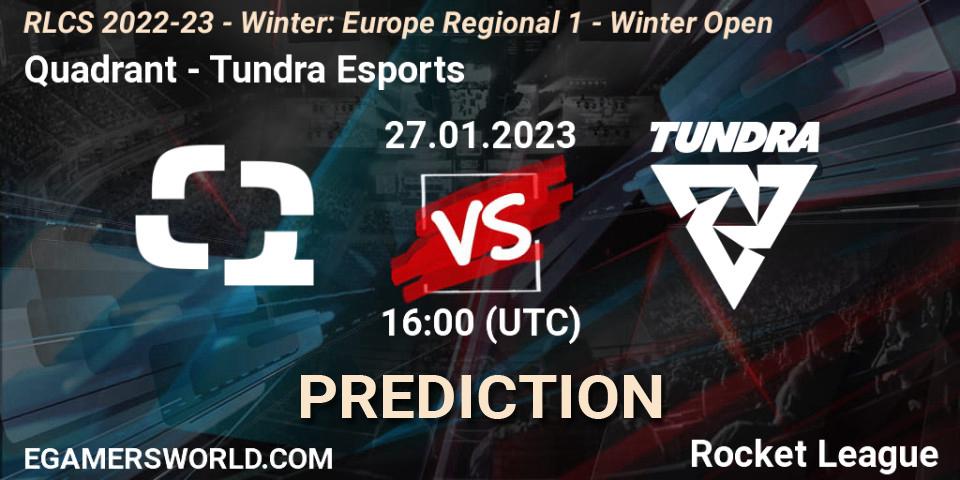 Quadrant vs Tundra Esports: Match Prediction. 27.01.2023 at 16:00, Rocket League, RLCS 2022-23 - Winter: Europe Regional 1 - Winter Open
