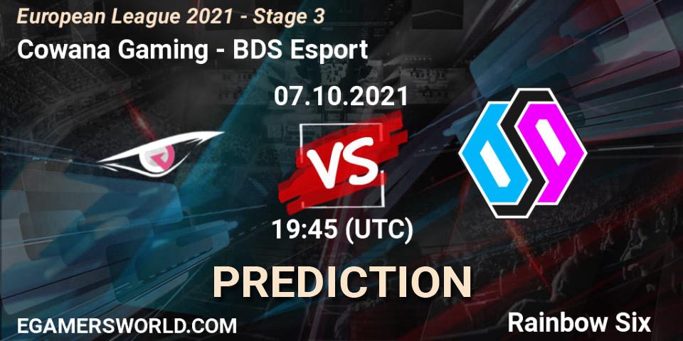 Cowana Gaming vs BDS Esport: Match Prediction. 07.10.2021 at 19:45, Rainbow Six, European League 2021 - Stage 3