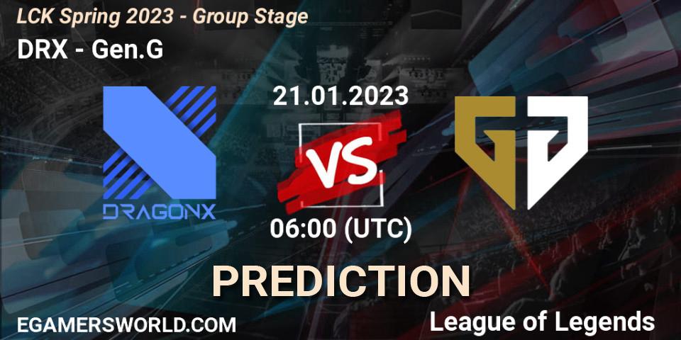 DRX vs Gen.G: Match Prediction. 21.01.2023 at 06:00, LoL, LCK Spring 2023 - Group Stage
