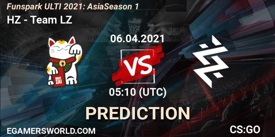HZ vs Team LZ: Match Prediction. 06.04.2021 at 05:10, Counter-Strike (CS2), Funspark ULTI 2021: Asia Season 1