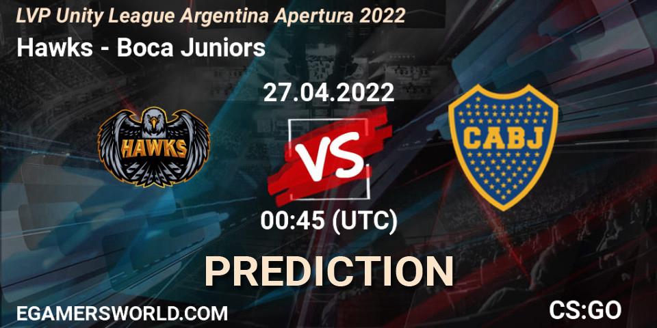 Hawks vs Boca Juniors: Match Prediction. 27.04.2022 at 00:45, Counter-Strike (CS2), LVP Unity League Argentina Apertura 2022