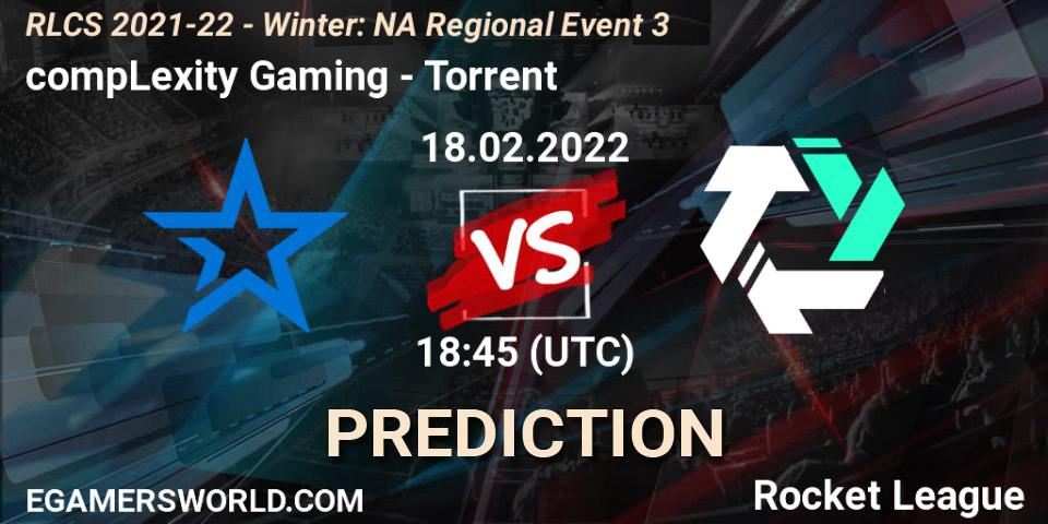 compLexity Gaming vs Torrent: Match Prediction. 18.02.2022 at 18:45, Rocket League, RLCS 2021-22 - Winter: NA Regional Event 3