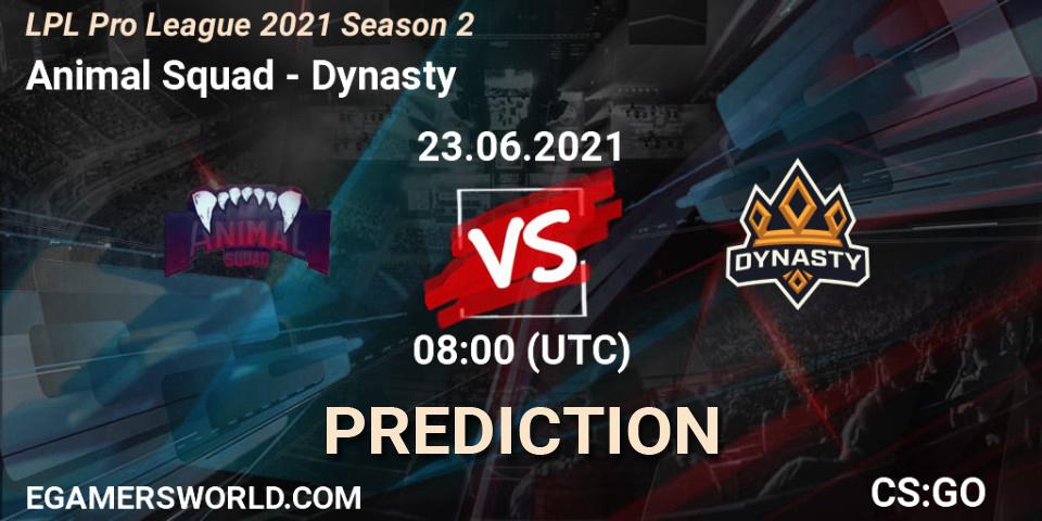 Animal Squad vs Dynasty: Match Prediction. 23.06.2021 at 08:00, Counter-Strike (CS2), LPL Pro League 2021 Season 2
